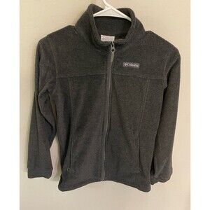 Columbia Grey Gray Bit Girl Fleece Zipper Jacket, Size Youth Medium, 10-12